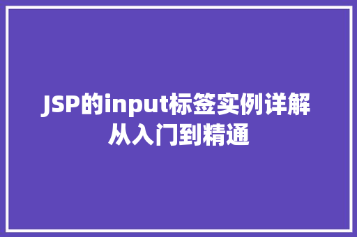 JSP的input标签实例详解从入门到精通