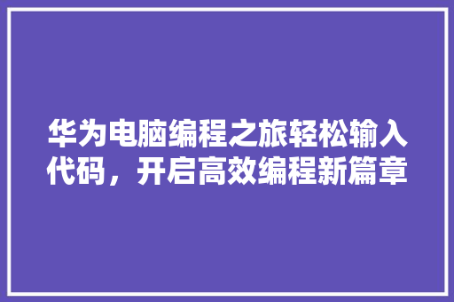 华为电脑编程之旅轻松输入代码，开启高效编程新篇章