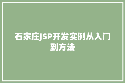 石家庄JSP开发实例从入门到方法