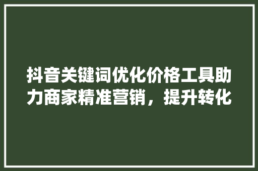 抖音关键词优化价格工具助力商家精准营销，提升转化率_抖音关键词优化价格工具