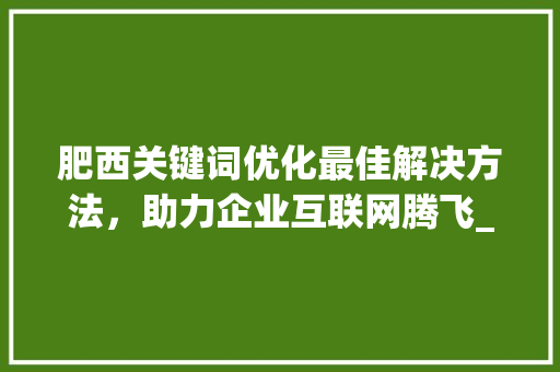 肥西关键词优化最佳解决方法，助力企业互联网腾飞_肥西关键词优化哪家好  第1张