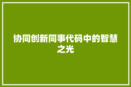 协同创新同事代码中的智慧之光