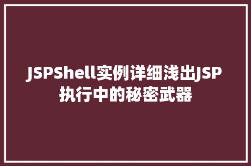 JSPShell实例详细浅出JSP执行中的秘密武器