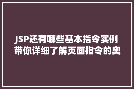 JSP还有哪些基本指令实例带你详细了解页面指令的奥秘
