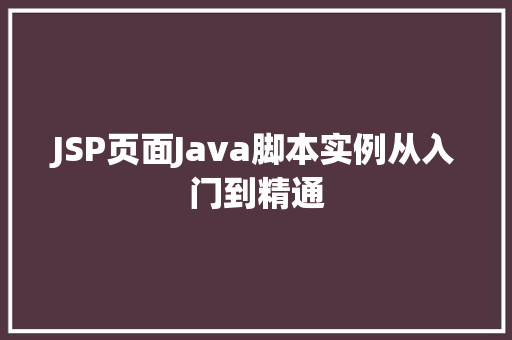 JSP页面Java脚本实例从入门到精通