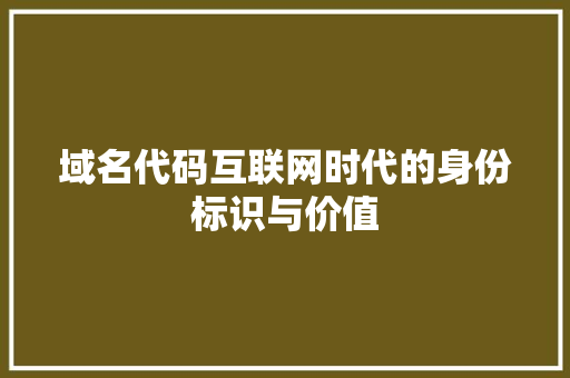 域名代码互联网时代的身份标识与价值