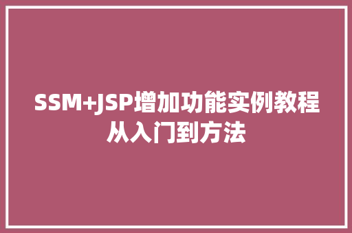 SSM+JSP增加功能实例教程从入门到方法