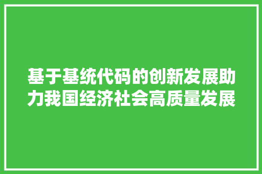 基于基统代码的创新发展助力我国经济社会高质量发展