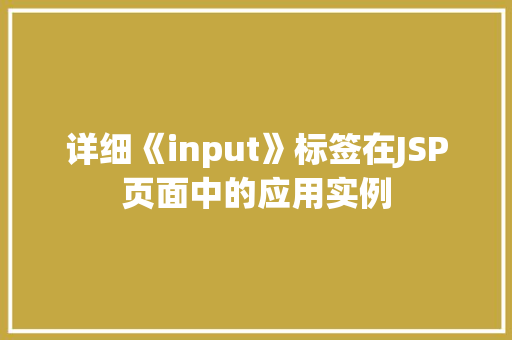 详细《input》标签在JSP页面中的应用实例  第1张