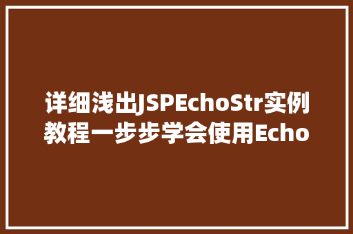 详细浅出JSPEchoStr实例教程一步步学会使用EchoStr进行数据输出