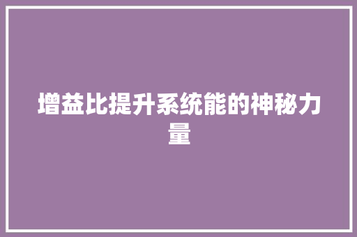 增益比提升系统能的神秘力量  第1张