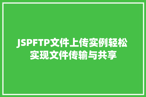 JSPFTP文件上传实例轻松实现文件传输与共享  第1张