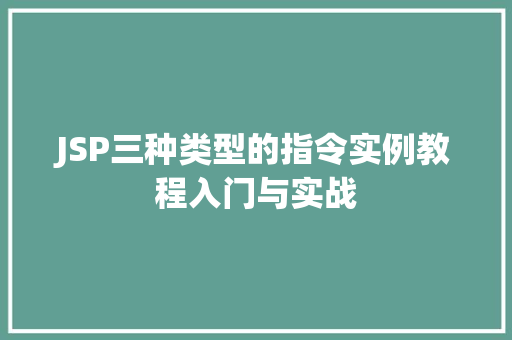 JSP三种类型的指令实例教程入门与实战