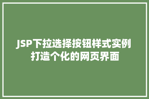JSP下拉选择按钮样式实例打造个化的网页界面