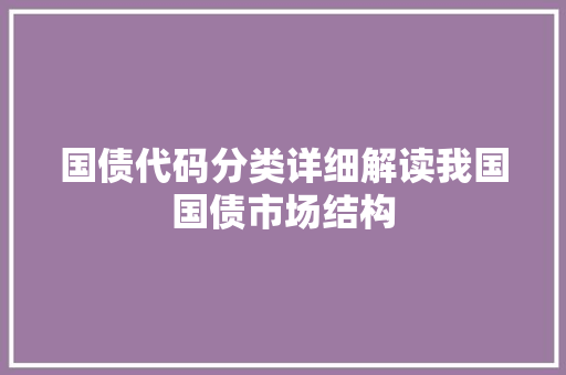 国债代码分类详细解读我国国债市场结构