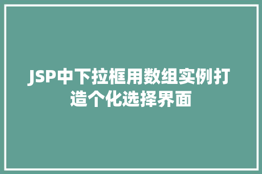 JSP中下拉框用数组实例打造个化选择界面
