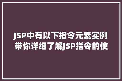 JSP中有以下指令元素实例带你详细了解JSP指令的使用