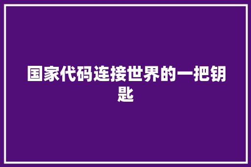 国家代码连接世界的一把钥匙
