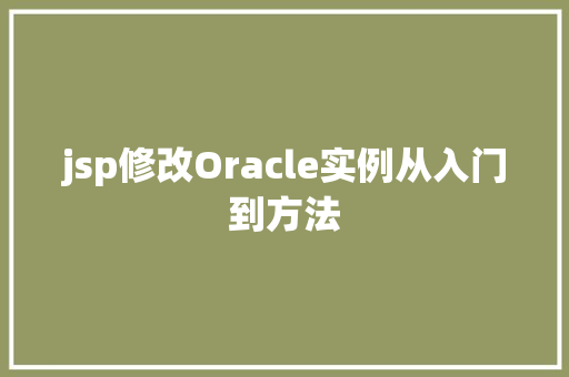 jsp修改Oracle实例从入门到方法