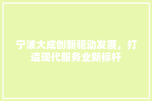 宁波大成创新驱动发展，打造现代服务业新标杆  第1张