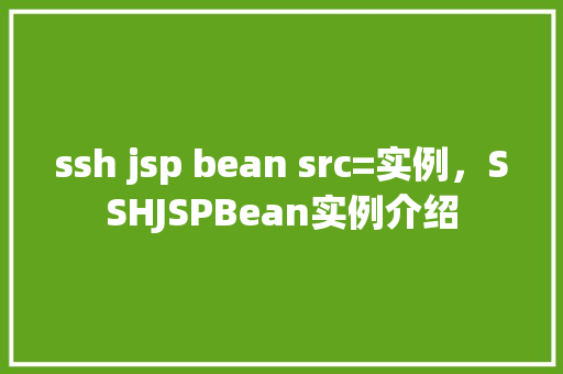 ssh jsp bean src=实例，SSHJSPBean实例介绍