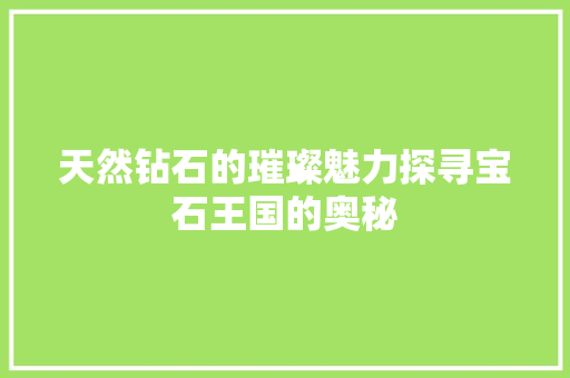 天然钻石的璀璨魅力探寻宝石王国的奥秘