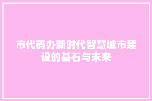 市代码办新时代智慧城市建设的基石与未来