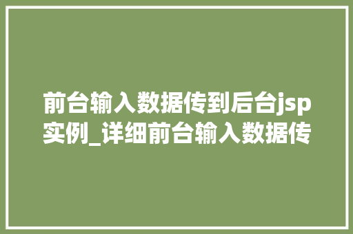 前台输入数据传到后台jsp实例_详细前台输入数据传到后台JSP的实例详解