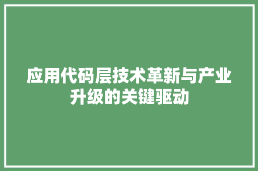 应用代码层技术革新与产业升级的关键驱动