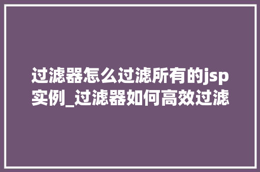 过滤器怎么过滤所有的jsp实例_过滤器如何高效过滤所有JSP实例适用指南全  第1张