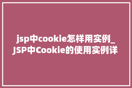 jsp中cookie怎样用实例_JSP中Cookie的使用实例详解