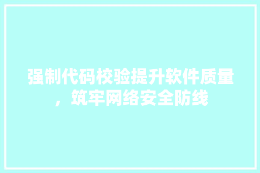 强制代码校验提升软件质量，筑牢网络安全防线