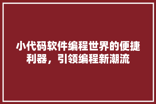 小代码软件编程世界的便捷利器，引领编程新潮流  第1张
