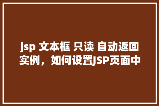 jsp 文本框 只读 自动返回实例，如何设置JSP页面中的文本框为只读并实现自动返回实例  第1张