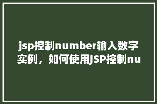 jsp控制number输入数字实例，如何使用JSP控制number输入数字实例详解  第1张