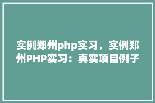实例郑州php实习，实例郑州PHP实习：真实项目例子介绍
