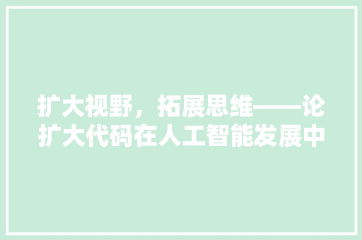 扩大视野，拓展思维——论扩大代码在人工智能发展中的应用