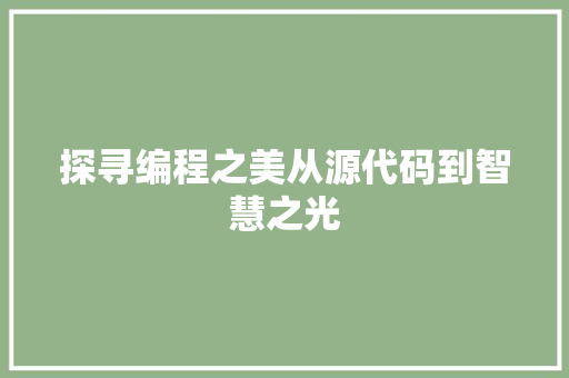 探寻编程之美从源代码到智慧之光  第1张