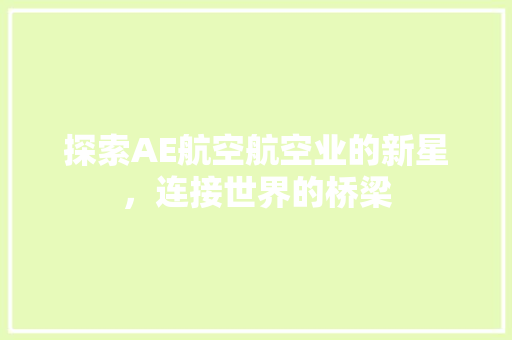 探索AE航空航空业的新星，连接世界的桥梁