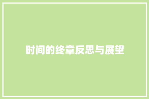 时间的终章反思与展望