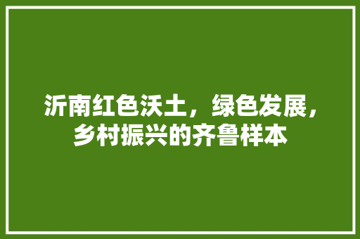 沂南红色沃土，绿色发展，乡村振兴的齐鲁样本