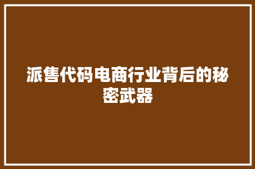 派售代码电商行业背后的秘密武器