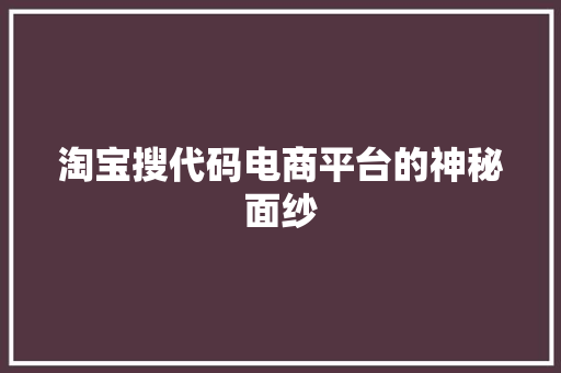 淘宝搜代码电商平台的神秘面纱