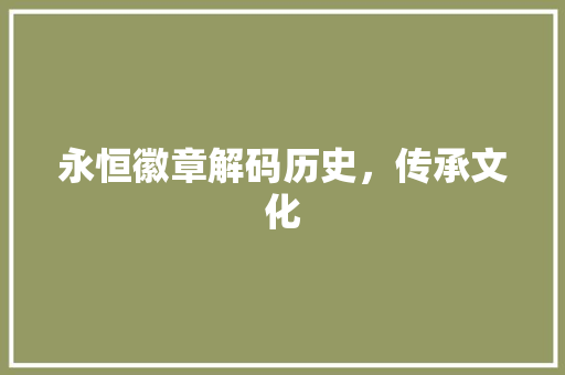 永恒徽章解码历史，传承文化