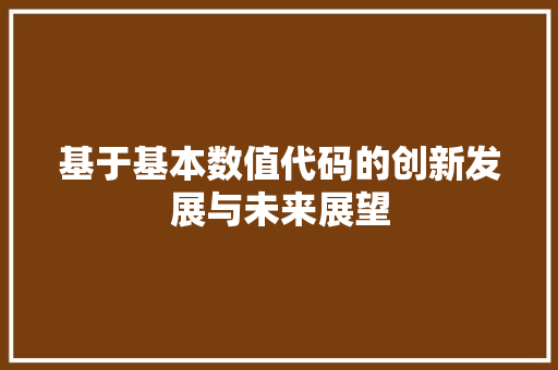 基于基本数值代码的创新发展与未来展望