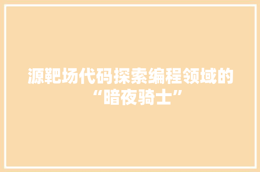 源靶场代码探索编程领域的“暗夜骑士”