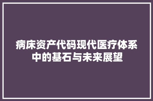 病床资产代码现代医疗体系中的基石与未来展望