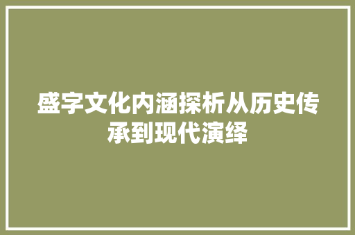 盛字文化内涵探析从历史传承到现代演绎
