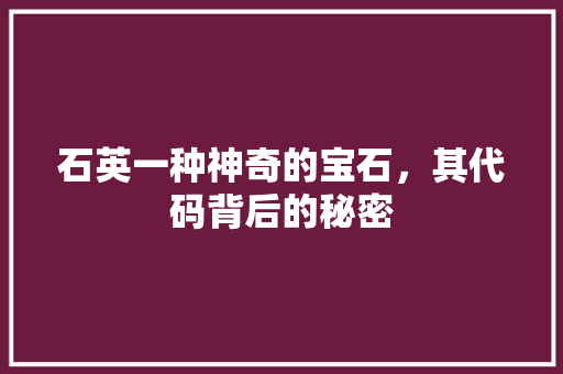 石英一种神奇的宝石，其代码背后的秘密