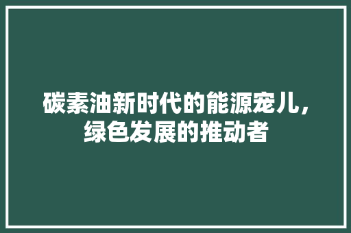碳素油新时代的能源宠儿，绿色发展的推动者